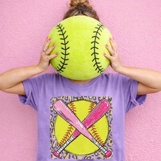 Leopard pink softball